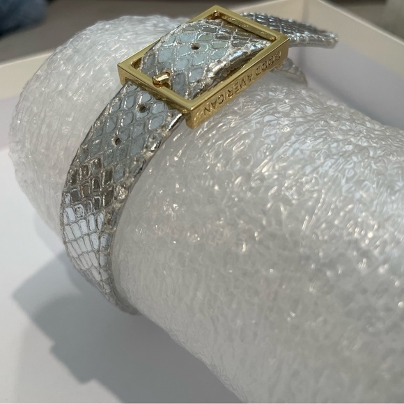 NIB Good American Silver Snake Embossed platform block heel sandal - Picture 8 of 11